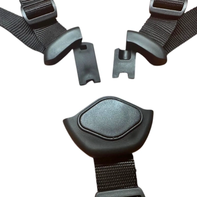 Szelki CZARNE do spacerówki Tako, JUNAMA, pasy do wózka, klamra romb, 5-pkt